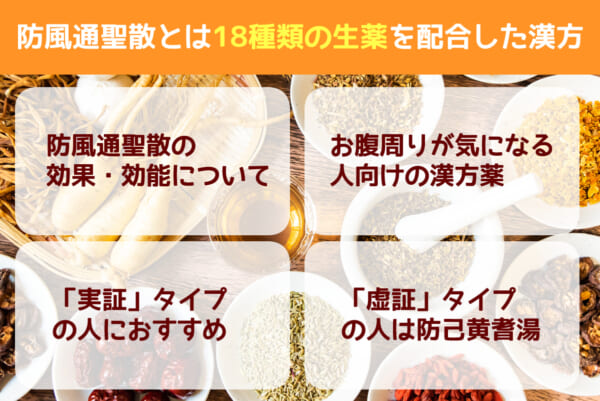 防風通聖散とは18種類の生薬を配合した漢方